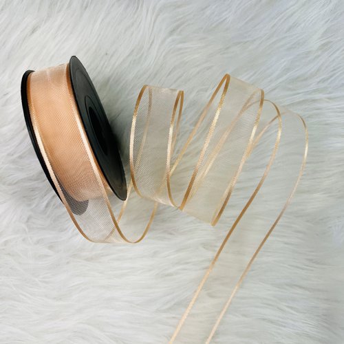 Ruban en organza effet satiné rose bisque 25 mm x 20 m pour couture, décoration et emballage – réf. rolorg1
