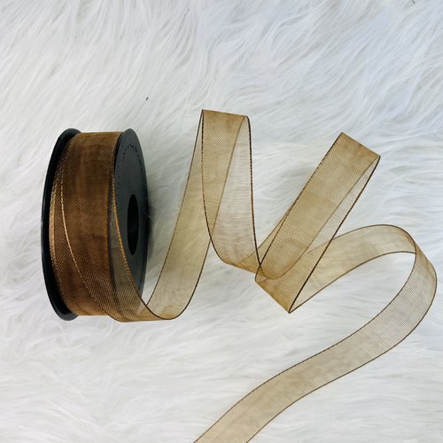 Ruban en organza effet satiné marron 25 mm x 20 m pour couture, décoration et emballage – réf. rolorg4