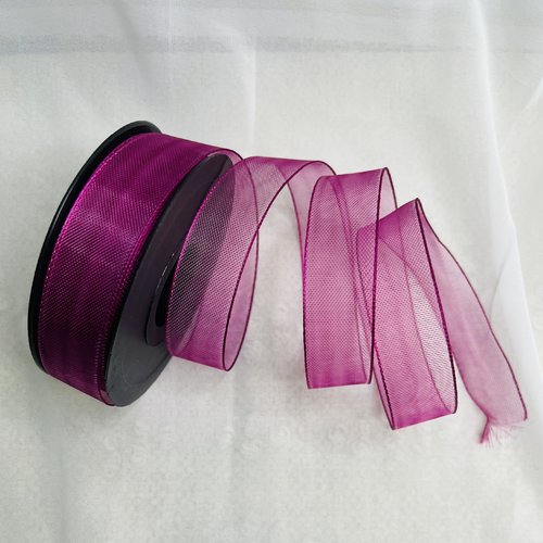 Ruban en organza effet satiné violine 25 mm x 20 m pour couture, décoration et emballage – réf. rolorg5