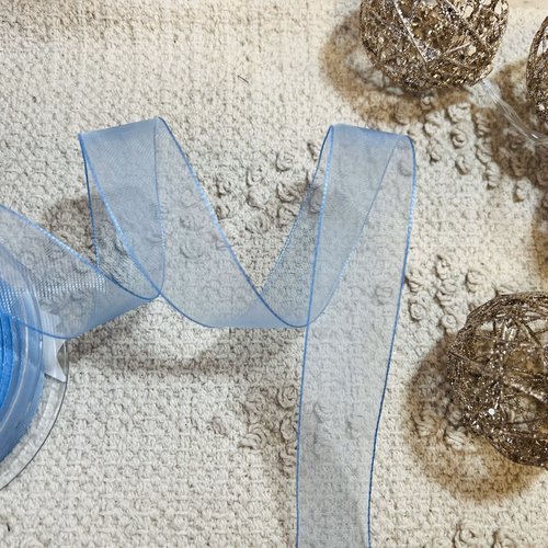 Ruban en organza effet satiné bleu ciel 25 mm x 20 m pour couture, décoration et emballage – réf. rolorg9