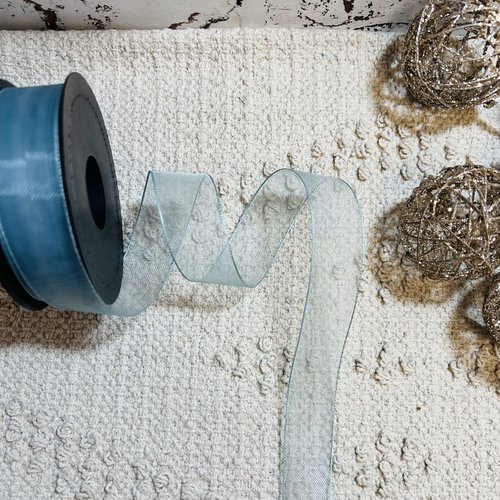Ruban en organza effet satiné bleu fumé 25 mm x 20 m pour couture, décoration et emballage – réf. rolorg10