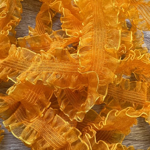 Élastique à volants en organza orange – 2,5 cm x 2,5 mètres – réf. elastic4orange
