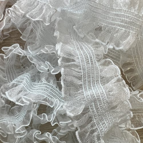 Élastique à volants en organza bleu ciel – 2,5 cm x 2,5 mètres – réf. elastic7bleuc