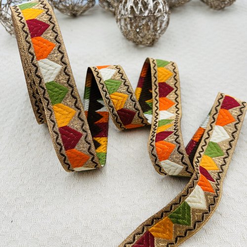 Galon de couture ethnique bohème agraw – 2,5 cm x 4 mètres – réf. kabsida25b