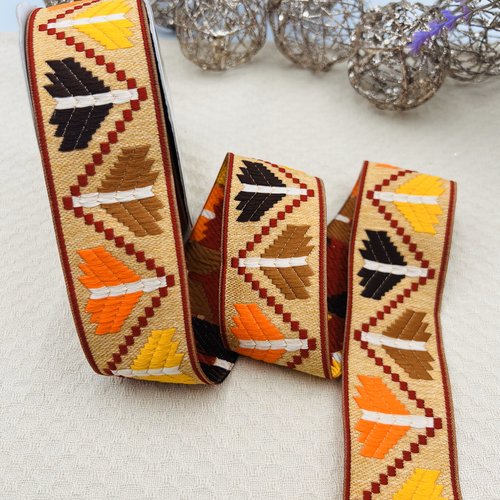 Galon de couture ethnique bohème meziane – 4,5 cm x 4 mètres – réf. kabsida17b