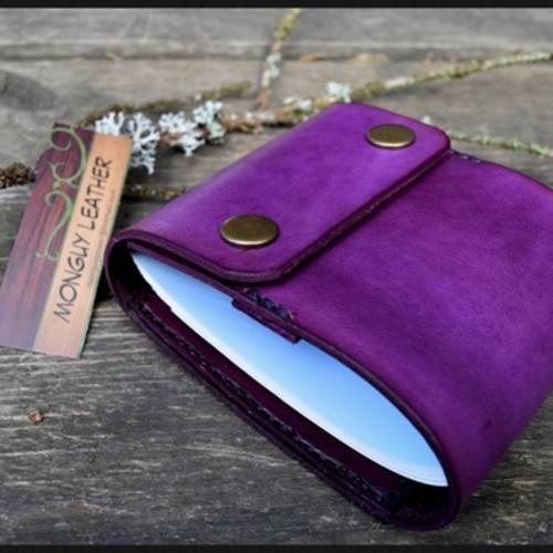 Porte chéquier long avec porte cartes violet 