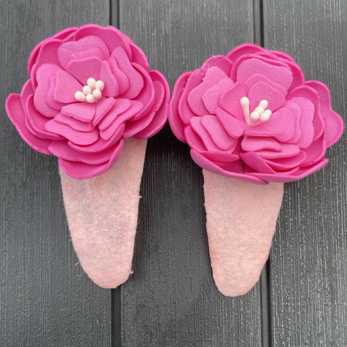 Poupee - lot de 2 barrettes roses mignonnes pour filles ornée d'une fleur fantastique