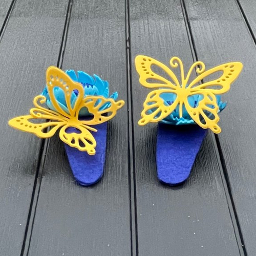 Papillon - lot de 2 barrettes pour filles avec fleurs bleues et papillons jaunes en mousse