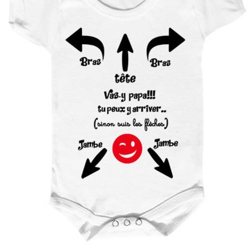Body bébé humour "mode d'emploi pour papa" comment mettre un body, spécial papa