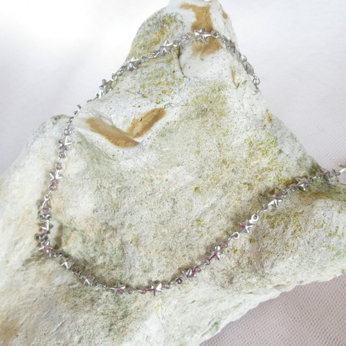 Collier mailles fantaisie étoiles en acier inoxydable