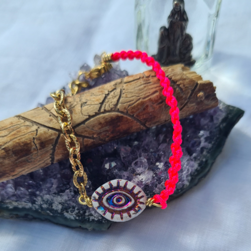 Bracelet talisman œil de clarté couleur blanc, protection et ancrage