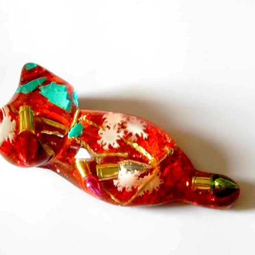 Magnet chat 3 motif. guirlande de noël, en résine fait main, pièce unique