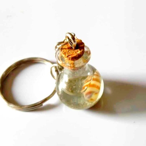 Porte clef en résine fait main, "bulle de mer", fiole d'élixir