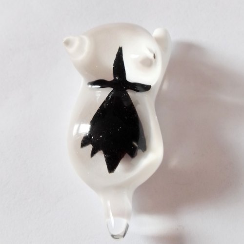 Magnet chat 2, motif. "hermine", en résine fait main, pièce unique