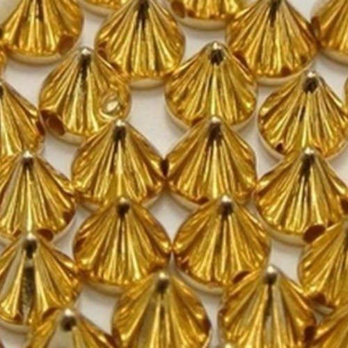 X50 perles pics en acrylique, dorées 10mm 