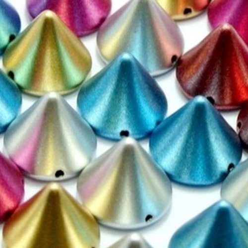 X50 perles pics en acrylique, multicolores, effet alu 10mm 