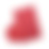 1 feuille de simili cuir : coeurs blanc sur fond rouge - 22x30cm