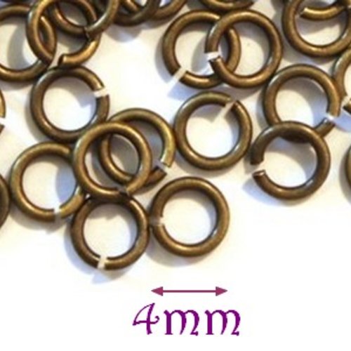X500 anneaux de jonction, métal couleur bronze, 4mm, ouverts