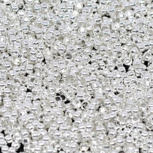 X500 perles à écraser argentées grises, diam 1mm (trou 0.8mm environ)