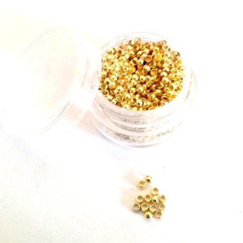 X1000 perles à écraser, dorées, diam 2mm (trou 1.8mm environ)