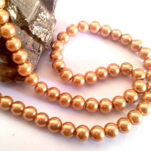 X20 perles nacrées dorées, en verre, 10mm 