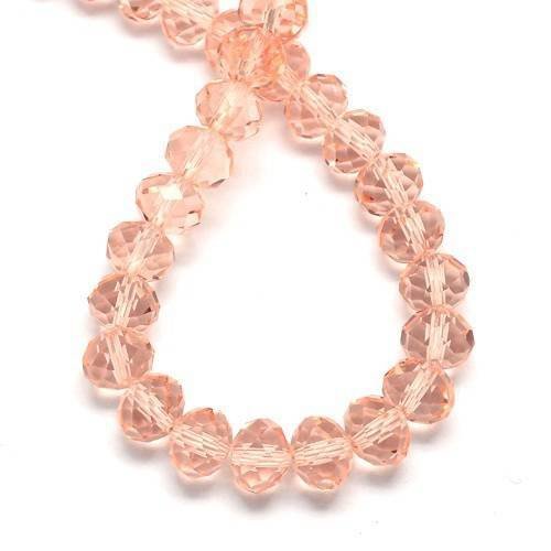 X100 rondelles 6x4mm, taille abacus rose nude transparent - verre 