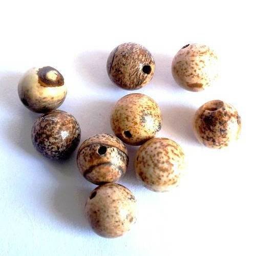 X10 perles rondes 6mm en jaspe naturelle - beige et marron 