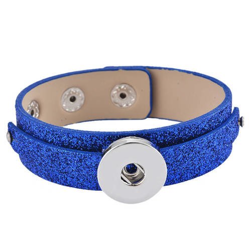 X1 bracelet simili cuir bleu ciel pour chunk, curseur, 21.5 bouton pression (4x5mm), 