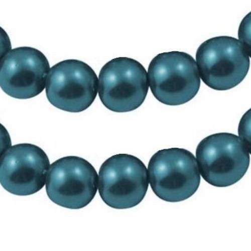 X20 perles nacrées bleu de prusse, 8mm en verre 