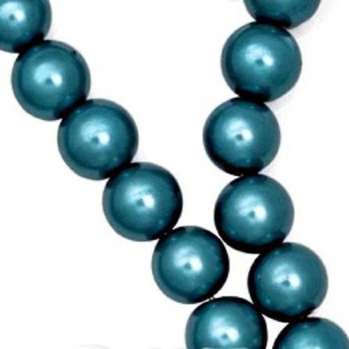 X50 perles nacrées bleu de prusse, 6mm en verre 