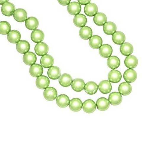 X20 perles nacrées 8mm en verre, couleur vert clair 