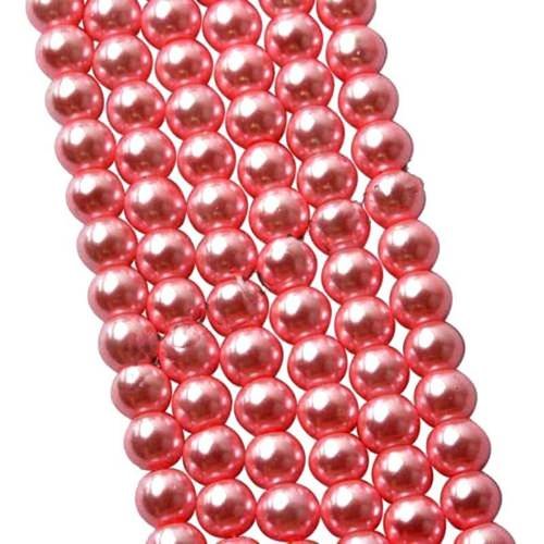 X25 perles nacrées roses 6mm en verre 