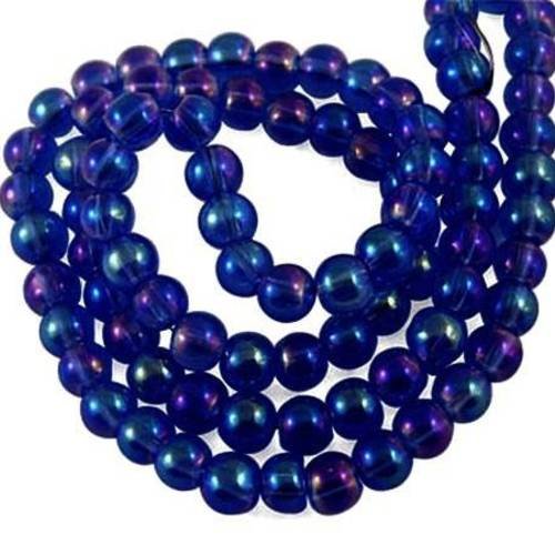 X80 perles bleues effe ab 4mm en verre 