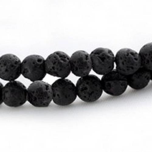 X50 perles en pierre de lave, 6mm, noir mat 