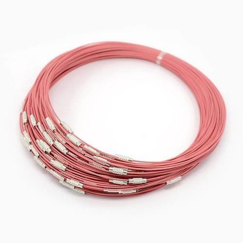 X10 colliers en fil cablé, coloris rose, 46cm 