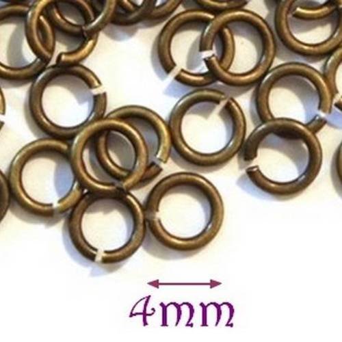 X100 anneaux de jonction, métal couleur bronze, 4mm, ouverts