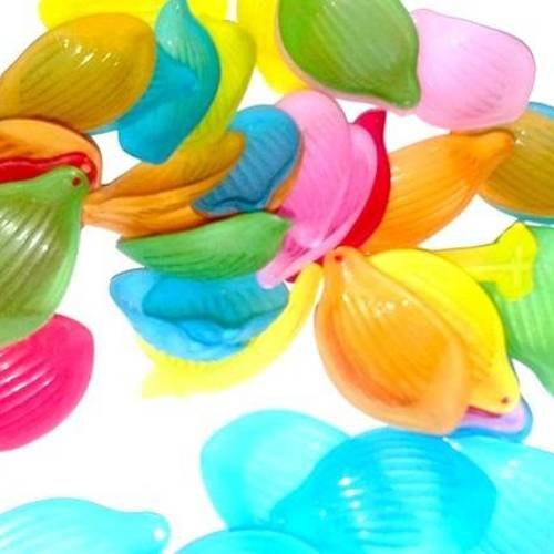 X50 perles multicolores, feuilles en lucite acrylique dépolie 33mm 