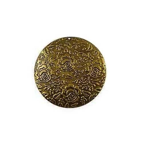 X10 belles estampes rondes "fleurs" de 50mm en filigrane (métal très fin) couleur bronze