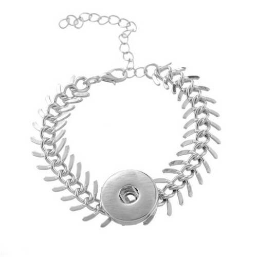 X1 bracelet maille pour chunk, bouton pression (4x5mm), arrêtes, métal argenté 