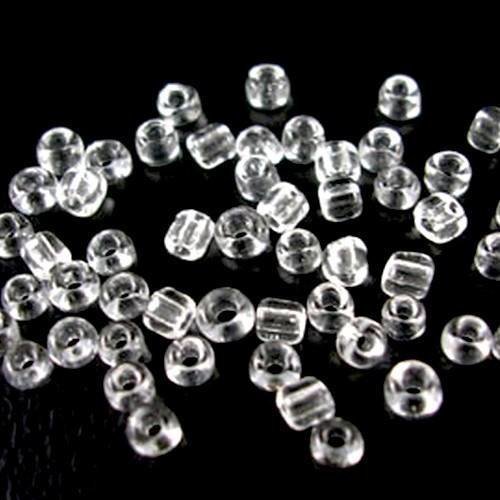 X10g  (environ 800) perles de rocaille en verre transparent.(2mm) 