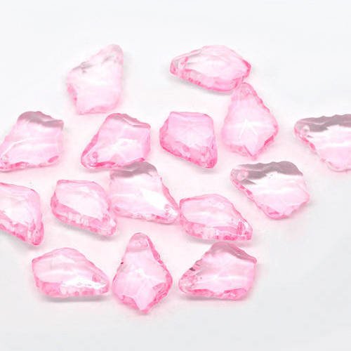 X10 pendants baroques en verre rose, facettés, 16x12mm 