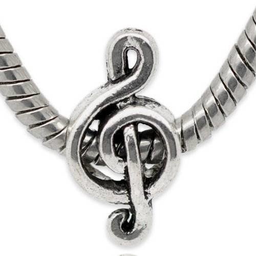 X10 perles clef de sol en métal argenté, pour chaine maille serpent 