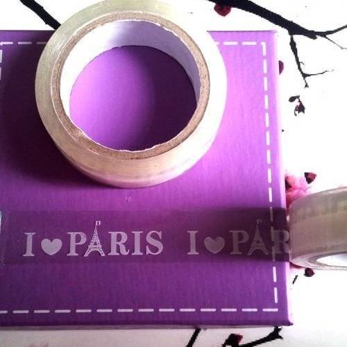 X1 masking tape 10 mètres*15mm blanc et transparent, i love paris - m14 