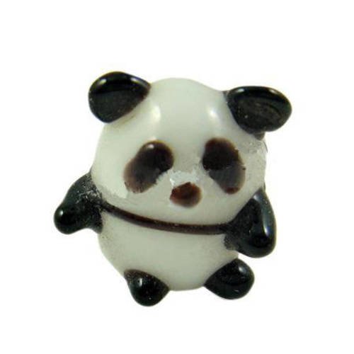 X1 belle perle en verre, panda, faite main, 16x13mm 