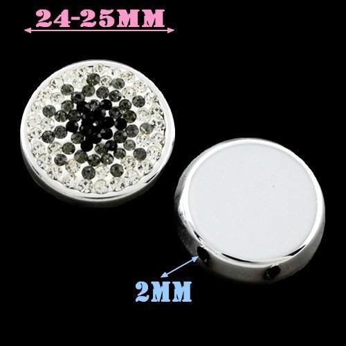 X1 perle ronde double rang, strass de cristal sur support acrylique, 24mm