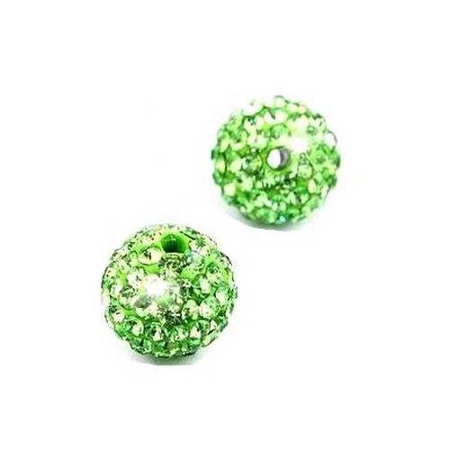 X1 perle strass 8mm vert clair à moité percée en cristal pour bélière