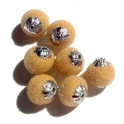X2 perles indonésiennes, fait-main, sable, microbilles de verre 14mm 