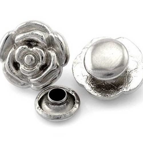 X10 rivets "roses" en métal argenté 13x12mm 