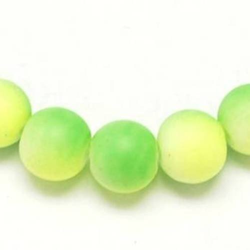 X10 perles fluos jaunes et vertes fluos, en verre 10mm 