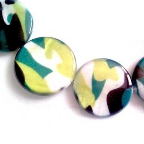 X10 perles en nacre, motif camouflage 